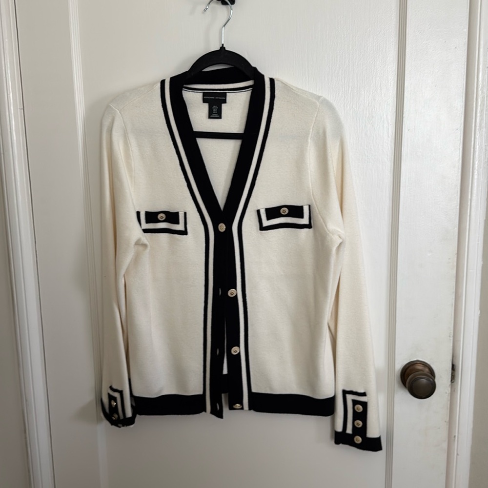 Adrienne vittadini cardigan black and white